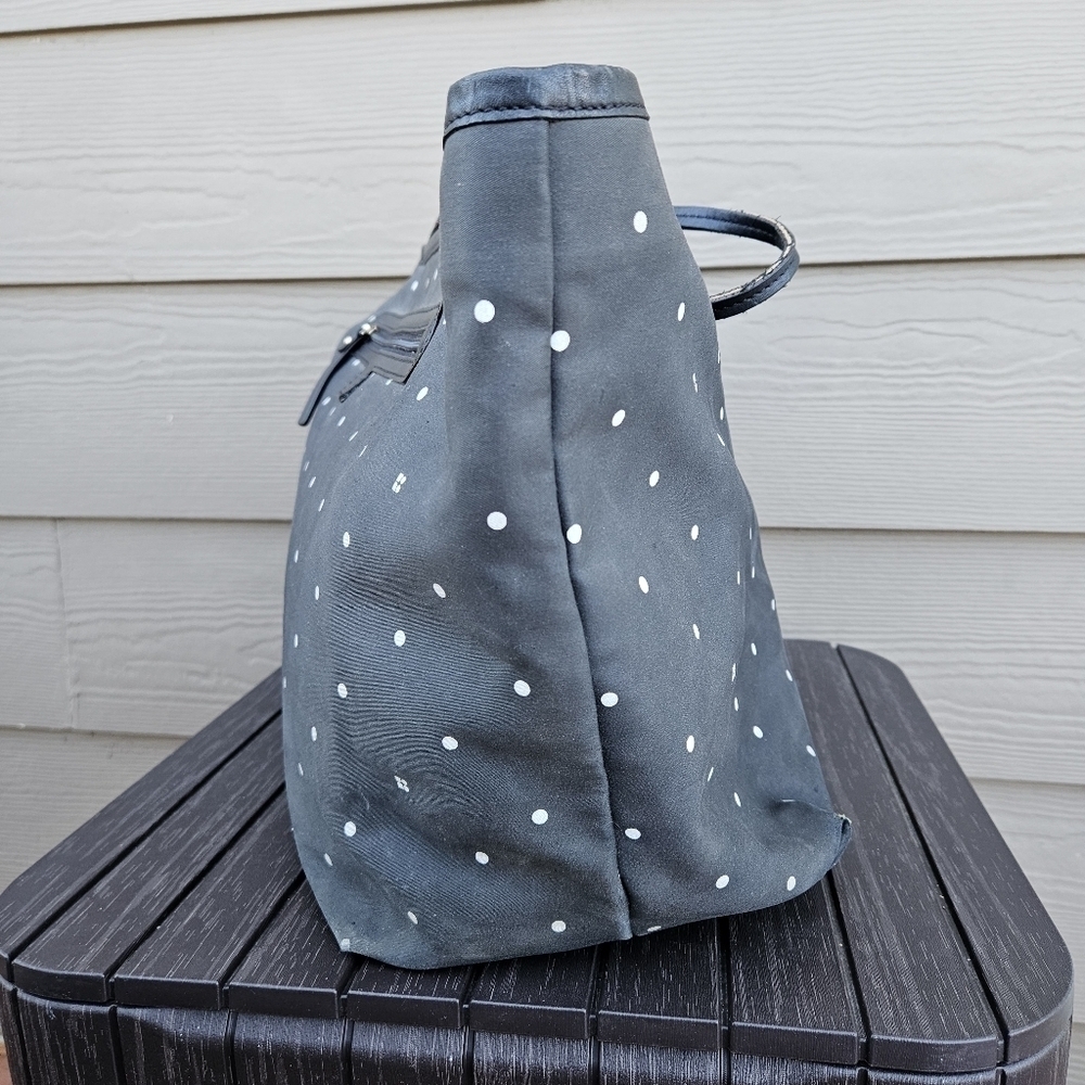 Kate Spade Polka Dot Tote Diaper Baby Bag Black White Purse Shopper Bag Vintage - Picture 3 of 16